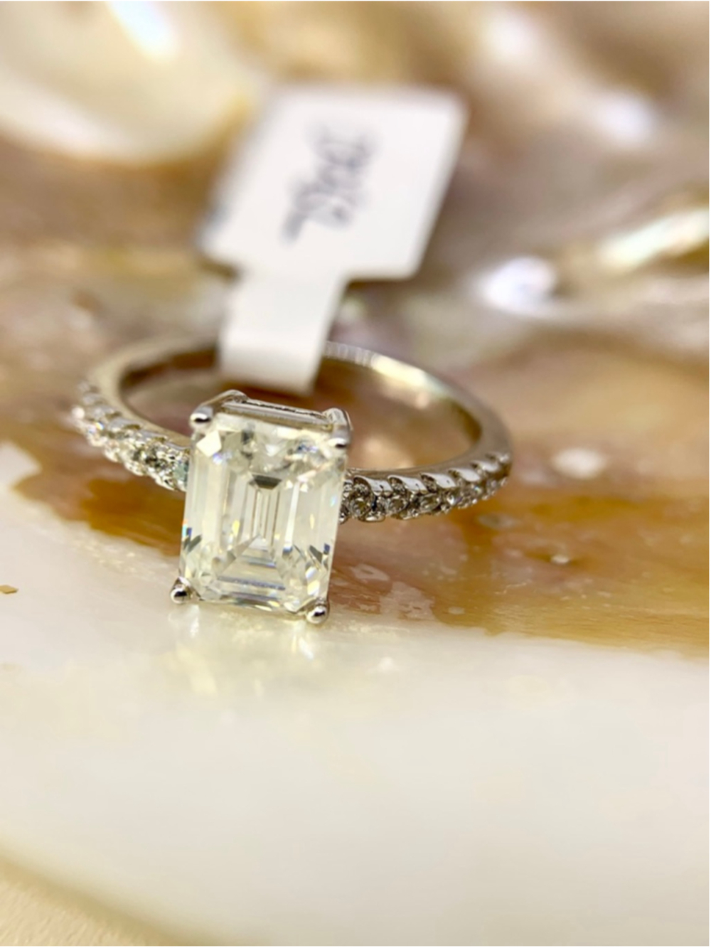 Emerald Cut Moissanite Ring 925 Silver GRA Certified 2 Ct